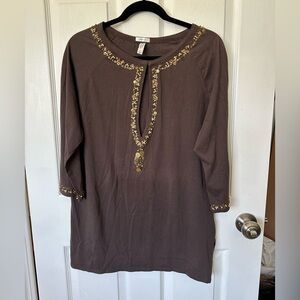 ♻️LAST DAY 4/17♻️ Embellished 3/4 Sleeve Keyhole Top